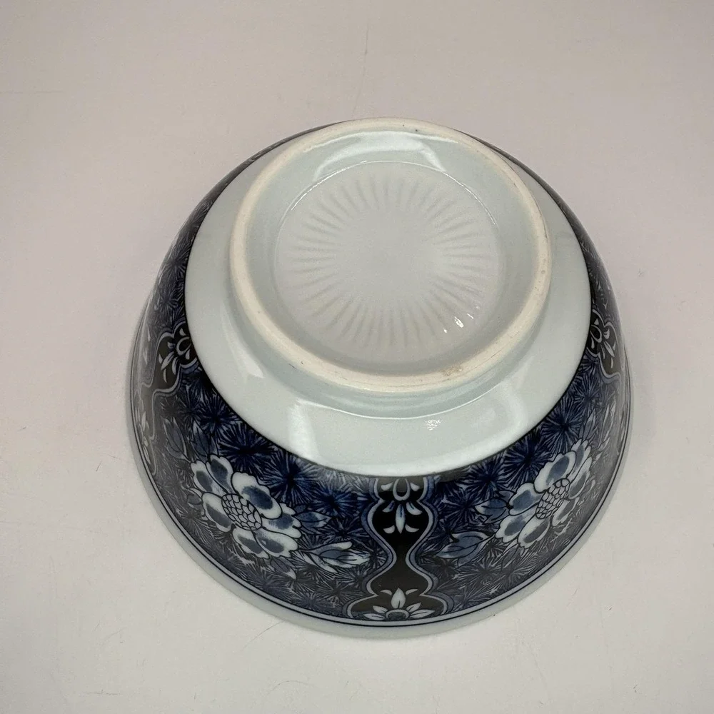 Japanese Blue Floral Porcelain Soup Bowl Asian Style Flower Design Tableware 6